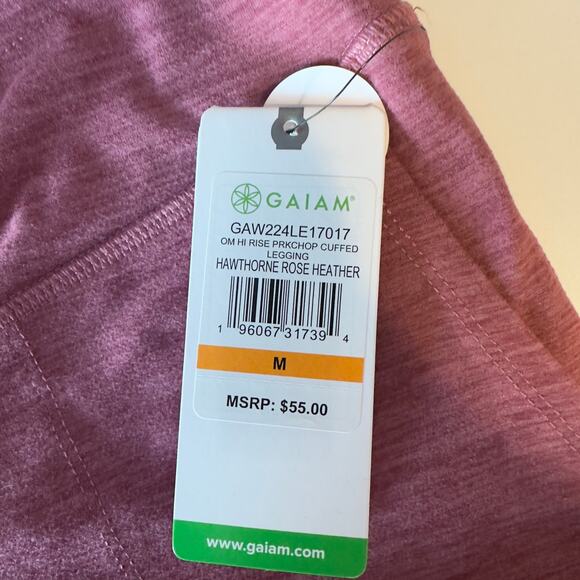 NWT Gaiam Om High Rise Porkchop Cuffed Leggings Size M Hawthorne Rose Heather - Picture 8 of 9